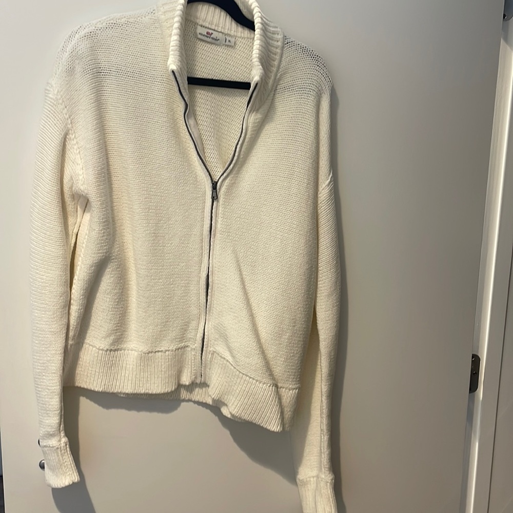 White, knit, vineyard vines, zip up